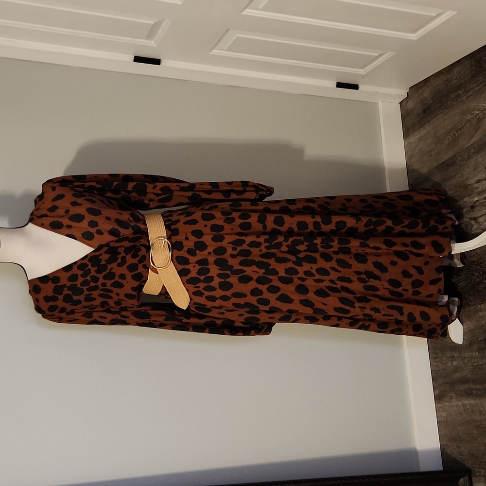 Megan Renee faux wrap leopard print Mobwife dress